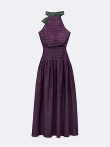Nöista High-Waisted, Belted, Printed Maxi Skirt Bow Retro Romantic.Comfortable. Elegant Vacations , Party  Going Out Perfect Woman's Wardrobe.Fall/Winter - Purple - View 10