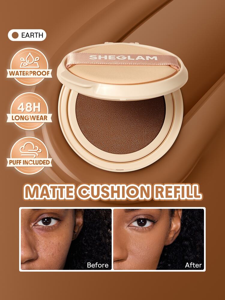 SHEGLAM Lock & Go كريم أساس كوشن طويل الأمد (عبوة بديلة)-Earth ماركة تجميل ومكياج للنساء والفتيات - Earth - مشاهدة 1