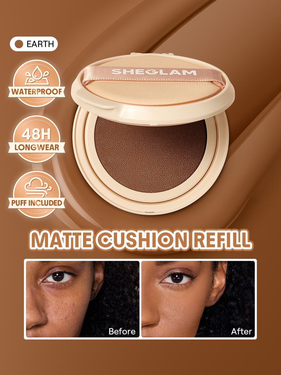 SHEGLAM Lock & Go Long-Lasting Cushion Foundation (Refill)-Earth Brand Beauty Cosmetic Makeup For Women And Girls - Earth - View 1