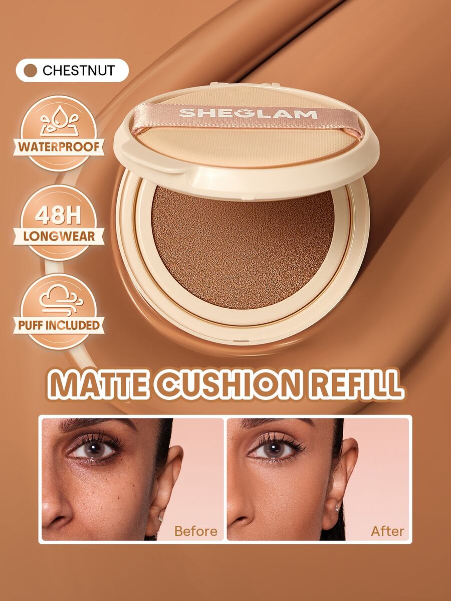 SHEGLAM Lock & Go 持久氣墊粉底（替換芯）-Chestnut 品牌美妝化妝品 適合女士與女孩 - Chestnut - 查看 1