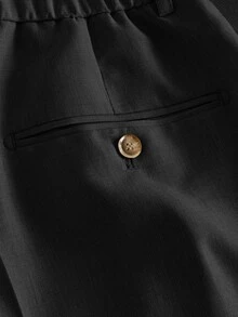 HIMLAND Men's Solid Color Casual Daily Wear Suit Pants - Black - View 4