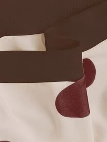 SHEIN 青少年女孩可愛棕色與白色花卉圓領運動衫與緊身褲2件套，秋季返校校園日常穿著，復古風格 - 棕色 - 查看 8