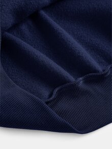 SHEIN 青少年女孩秋冬休閒保暖內裡加厚 3D 蝴蝶結裝飾連帽口袋大版長袖套頭衛衣 皇家藍/海軍藍 日常休閒學院風復古 - 寶藍色 - 查看 7