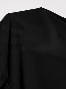 Femmeverse Plus Size Women Layered Ruffle Trim Long Sleeve Casual Top, Elegant Style For Holiday Fall - Black - View 6