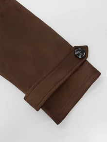 Velvienne Plus Size Women's Solid Color Casual Versatile Everyday Outerwear Fall - Brown - View 7