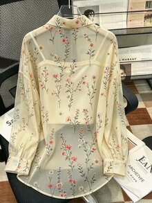 INAWLY Women's Floral Pattern Casual Versatile Daily Wear Blouse - Multicolor - View 2