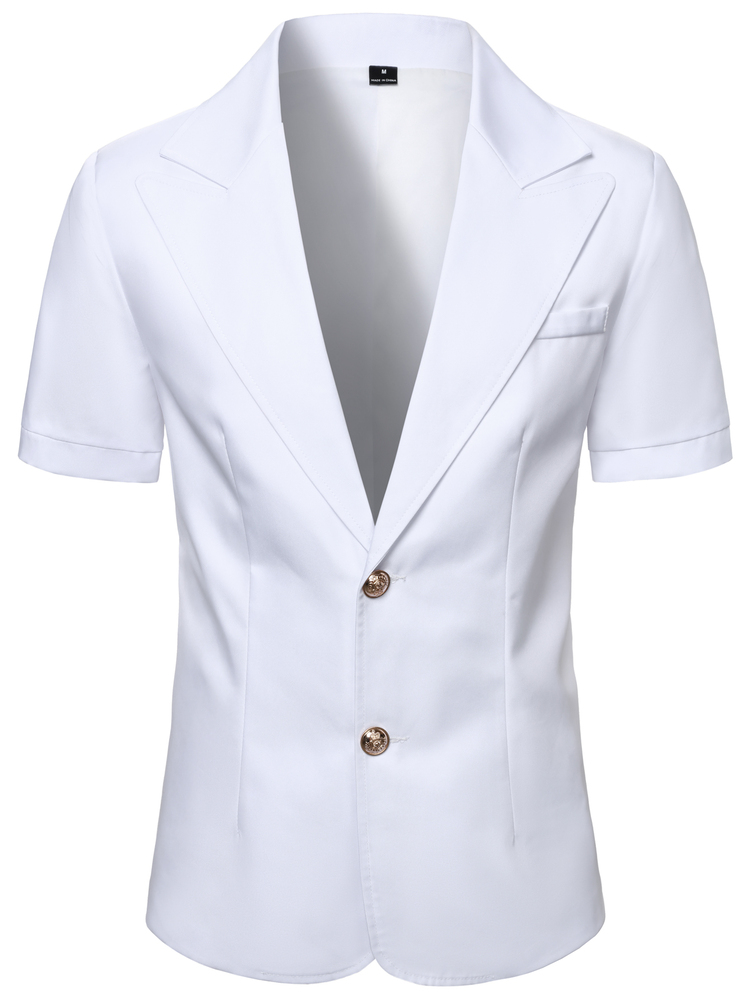 Manfinity Mode Men's Solid Color Notch Lapel Single-Breasted Casual Versatile Commute Travel Blazer - White - View 4