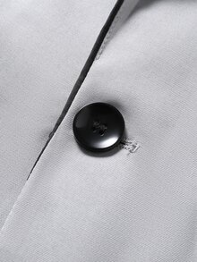Manfinity Mode 男士淺灰色夏季優雅婚禮賓客西裝外套，商務休閒拼接翻領修身婚禮西裝，老錢風高級感 1 件式夾克 - 灰色 - 查看 8
