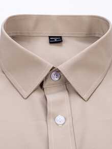 Manfinity Mode Men's Knight Print Long Sleeve Casual Shirt, Spring Autumn, Khaki Shirts For Men, Light Brown Shirt Men, For Fall - Khaki - View 4