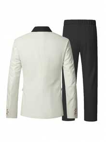 Manfinity Mode Men's Spring/Summer Wedding Atmosphere Suit Set, Formal, Old Money - Multicolor - View 5