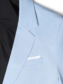 Manfinity Bizformal Men's Lapel Neck Long Sleeve Jacket And Pants Suit Set, Ceremony, Formal - Baby Blue - View 7