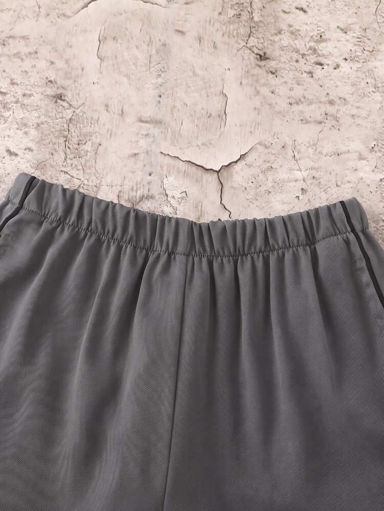 SHEIN Little Byeori Quần thể thao thường ngày cho bé trai tuổi tween với phối màu patchwork và cạp đôi, phù hợp cho xuân, hè, thu, đông, Valentine, trang phục mùa hè, họp mặt gia đình, tựu trường, mùa cưới, thể thao, tiệc sinh nhật - Xám - Xem 7