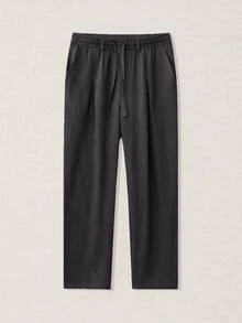 Calmiston Contains Wool Men's Solid Color Button Pleated Casual Versatile Daily Wear Office Pants Autumn Old Money Gift Vacation Holiday World Cup Streetwear - Dark Grey - View 9