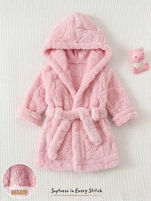 Cozy Pixies 新生兒加厚抓絨連帽長袖前綁帶睡袍 秋冬款 - 彩色 - 查看 7