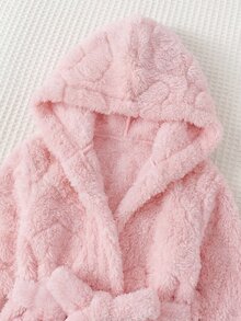 Cozy Pixies 新生兒加厚抓絨連帽長袖前綁帶睡袍 秋冬款 - 彩色 - 查看 4