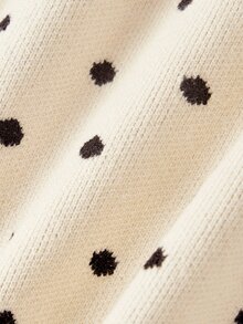ROMWE Kawaii Autumn/Winter Christmas Y2K Style Off-Shoulder Polka Dot Sweet White Women's Warm Sweater - Apricot - View 4