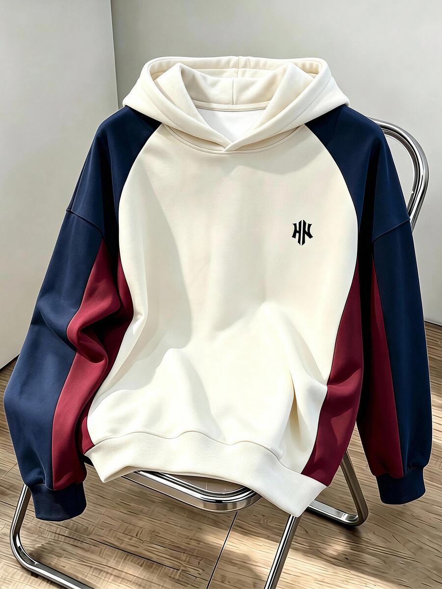 Kids Tween Boy Casual Sports Academy Style Versatile Colorblock Patchwork Long Sleeve Sweatshirt Multi-Piece Set Suitable For Commuting School Daily Casual Outings Sports Autumn/Winter - White - View 1