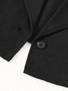 SHEIN Tween Girl Long Sleeve Black Crop Coat Halloween Autumn Fall - Black - View 8