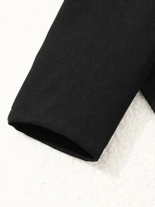 SHEIN Tween Girl Long Sleeve Black Crop Coat Halloween Autumn Fall - Black - View 9