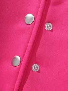 SHEIN Tween Girls Fall Clothes Color‑Block Varsity Jacket, Towel‑Patch Letter A & Sleeve Graphic Print Snap Button Outerwear Without Tee For Autumn Fall... - Hot Pink - View 8