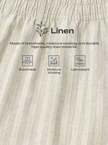 Calmiston Men's Striped Straight Leg Loose Casual Linen Blend Trousers Formal Old Money Casual Versatile Daily Wear Office Pants - Black and White - View 2