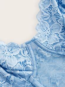 Sweetina Y2K Lace Cami Black Corset Top - Baby Blue - View 5