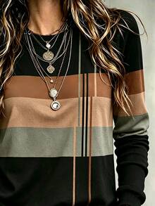 Glimmora Women Casual Crew Neck Long Sleeve Cat Print Graphic Tees Women Tops For Spring Fall Cloth For Women - Multicolor - View 4