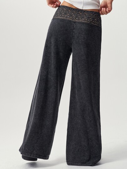Bohemela Women's Fashion Lace Patchwork Long Pants For Daily Wear