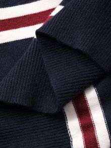 Livesso Women's Autumn Retro Casual Striped Turtleneck Sweater Everyday School Navy And White - Navy Blue - View 8