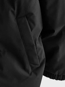 HIMLAND Men's Solid Color Long Sleeve Zip-Up Casual Winter Jacket - Black - View 6