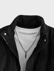 HIMLAND Men's Solid Color Long Sleeve Zip-Up Casual Winter Jacket - Black - View 4