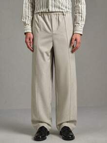 Calmiston Men's Casual Versatile Straight Leg Pants Formal Old Money Casual Versatile Daily Wear Office Pants - Grey - View 3