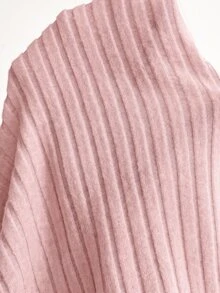 SHEIN Maternity Solid Color Round Neck Long Sleeve Ribbed T-Shirt Fall Formal Photoshoot Pink Básica Casual - Pink - View 9