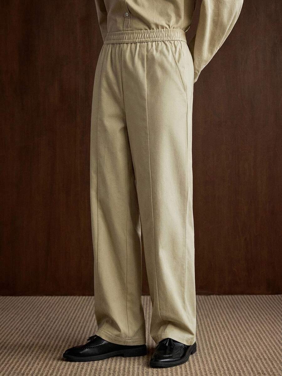 Formmaro 男士休閒百搭通勤素色長褲 - 杏色 - 查看 1