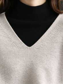 SHEIN Women's All-Match Fashion Minimalist Casual Versatile Loose Commuter Knit Tank Top Office Brunch Beige Summer - Apricot - View 6