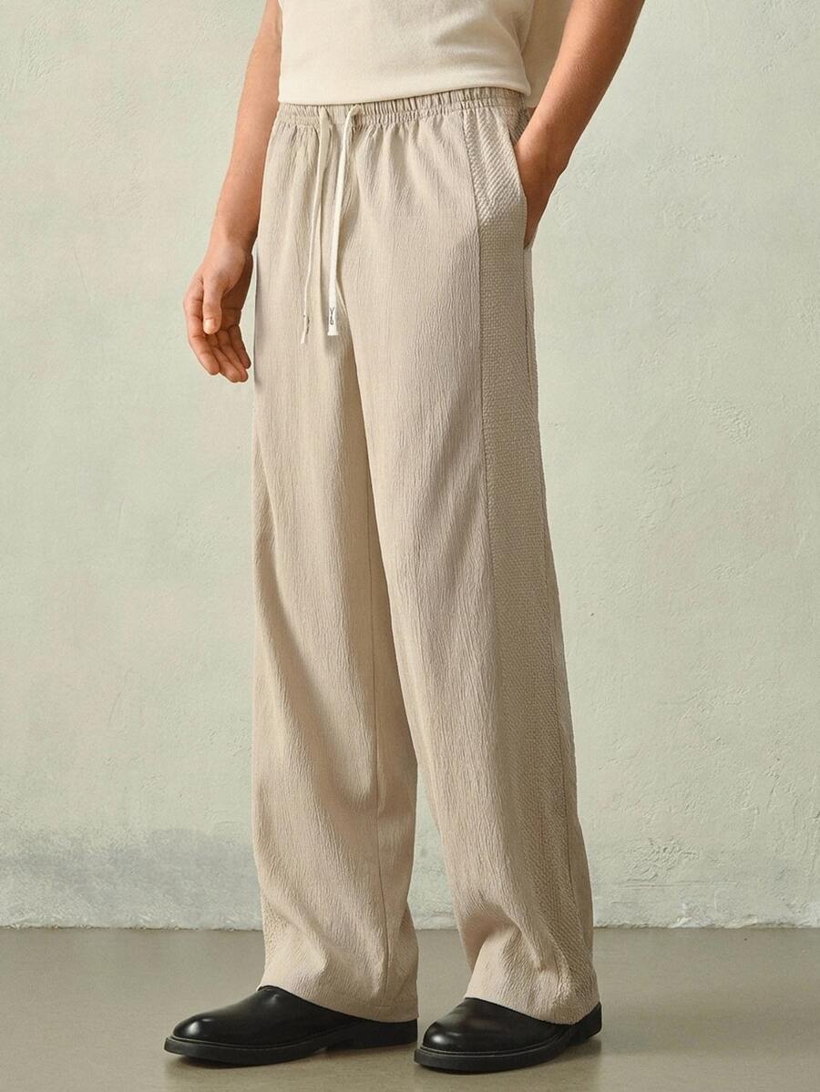 RONVEXI Men's Casual Versatile Solid Color Pants Formal Old Money - Apricot - View 1