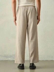 RONVEXI Men's Casual Versatile Solid Color Pants Formal Old Money - Apricot - View 5