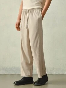 RONVEXI Men's Casual Versatile Solid Color Pants Formal Old Money - Apricot - View 6