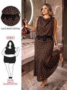 SHEIN CURVE+ Plus Size Women Polka Dot Casual Party & Travel Dress - Multicolor - View 1