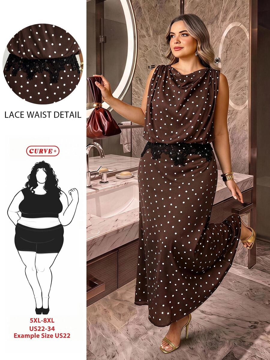 SHEIN CURVE+ Plus Size Women Polka Dot Casual Party & Travel Dress - Multicolor - View 1