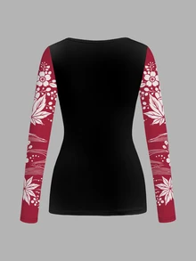 Attitoon Women's V-Neck Casual Minimalist Versatile Slim Fit Long Sleeve T-Shirt Suitable For Autumn/Winter - Multicolor - View 2