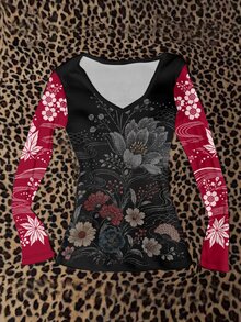 Attitoon Women's V-Neck Casual Minimalist Versatile Slim Fit Long Sleeve T-Shirt Suitable For Autumn/Winter - Multicolor - View 5