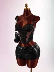 Amplova Women's Sexy Lace Sheer Camisole - Black - View 4