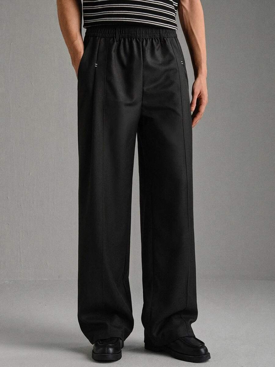 Calmiston Men's Solid Color Casual Versatile Daily Wear Long Pants Casual Daily Wear Formal Attire Festival Boys Fall/Winter Daily New Pull, S - Black - View 1