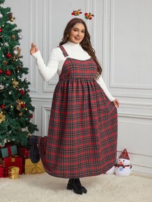 SHEIN CURVE+ Plus Size 22W lös avslappnad vardags- och kontorsklänning - Röd - Visa 4