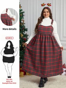 SHEIN CURVE+ Plus Size 22W lös avslappnad vardags- och kontorsklänning - Röd - Visa 1