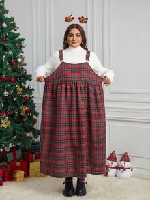SHEIN CURVE+ Plus Size 22W lös avslappnad vardags- och kontorsklänning - Röd - Visa 3