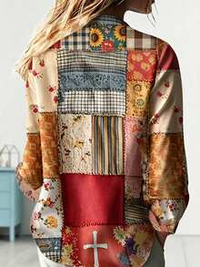 Breezaya Women's Floral Print Casual Versatile Daily Wear Long-Sleeved Shirt - Multicolor - View 2