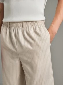 Calmiston Men's Solid Color Button Pleated Casual Versatile Daily Wear Office Pants Autumn Old Money Gift Vacation Holiday World Cup Streetwear - Apricot - View 4