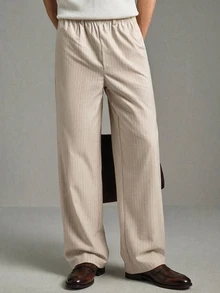 Calmiston Men's Solid Color Button Pleated Casual Versatile Daily Wear Office Pants Autumn Old Money Gift Vacation Holiday World Cup Streetwear - Apricot - View 1
